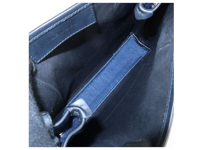 BALENCIAGA Bolsa 2Way Baby Cabas Denim Bolsa de Mão e Ombro Azul Preto - vista 19
