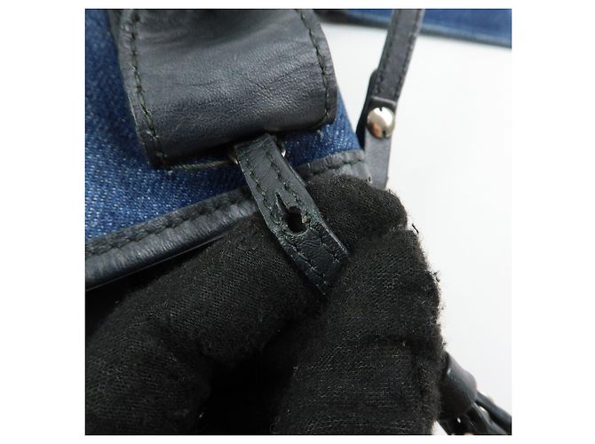 BALENCIAGA Bolsa 2Way Baby Cabas Denim Bolsa de Mão e Ombro Azul Preto - vista 8