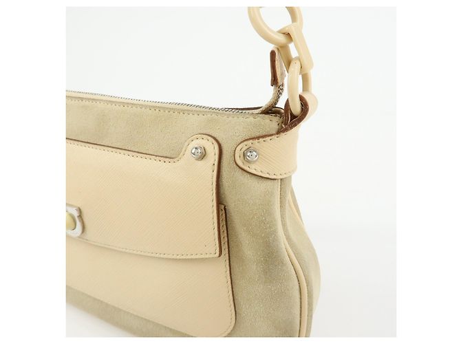 Salvatore Ferragamo Borsa a tracolla e borsa a mano Ferragamo Gancini in pelle scamosciata Beige - vista 15