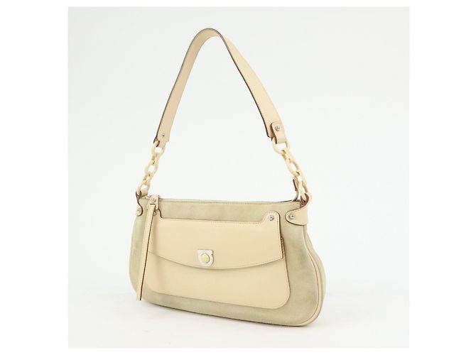 Salvatore Ferragamo Borsa a tracolla e borsa a mano Ferragamo Gancini in pelle scamosciata Beige - vista 3