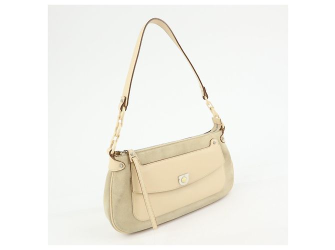 Salvatore Ferragamo Borsa a tracolla e borsa a mano Ferragamo Gancini in pelle scamosciata Beige - vista 4