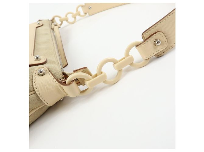 Salvatore Ferragamo Borsa a tracolla e borsa a mano Ferragamo Gancini in pelle scamosciata Beige - vista 8