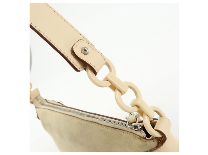 Salvatore Ferragamo Borsa a tracolla e borsa a mano Ferragamo Gancini in pelle scamosciata Beige - vista 9