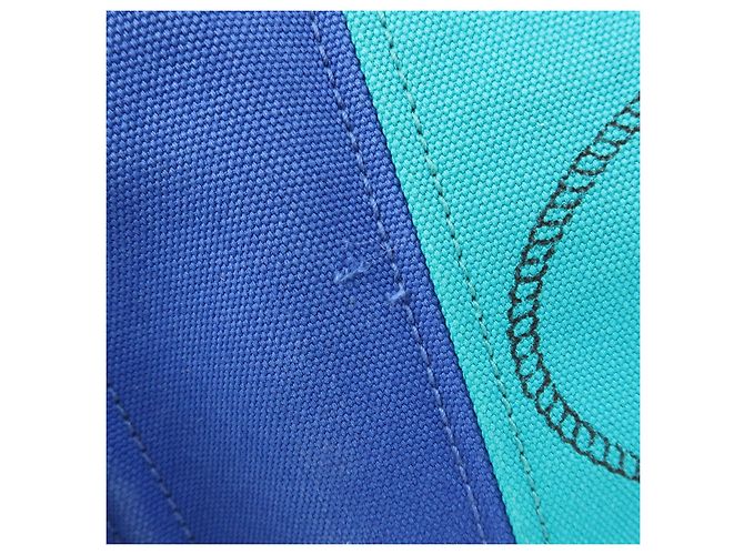 PRADA Borsa Tote 2Way in Tela Canapa con Logo Triangolare Blu BN2642 - vista 19