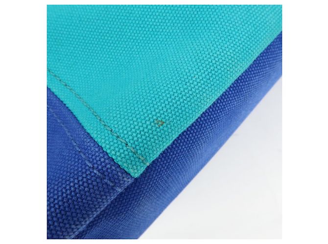 PRADA Borsa Tote 2Way in Tela Canapa con Logo Triangolare Blu BN2642 - vista 20