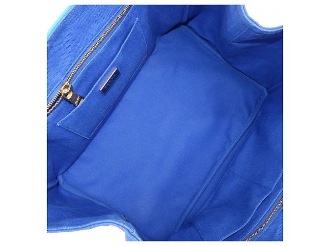PRADA Borsa Tote 2Way in Tela Canapa con Logo Triangolare Blu BN2642 - vista 21