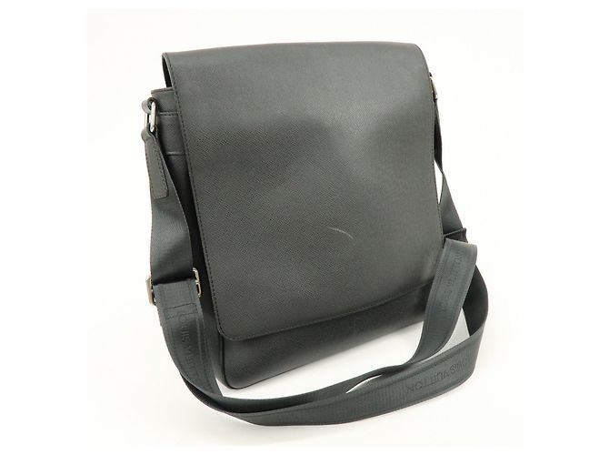 Borsa a tracolla Louis Vuitton Romain in pelle Taiga Ardoise M32852 - vista 4
