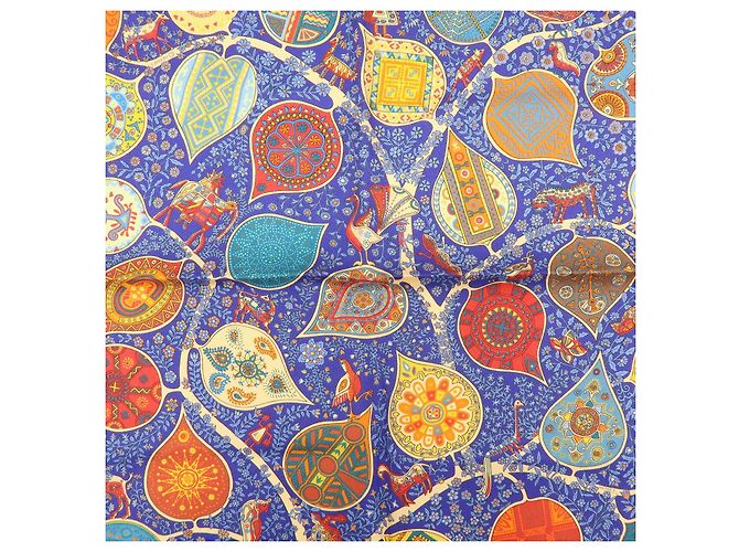 Hermès HERMES Carré 45 Seta 100% L'Arbre de vie Foulard Blu Rosso Multicolore - vista 7