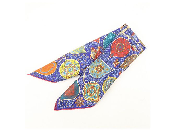 Hermès HERMES Carré 45 Seta 100% L'Arbre de vie Foulard Blu Rosso Multicolore - vista 9