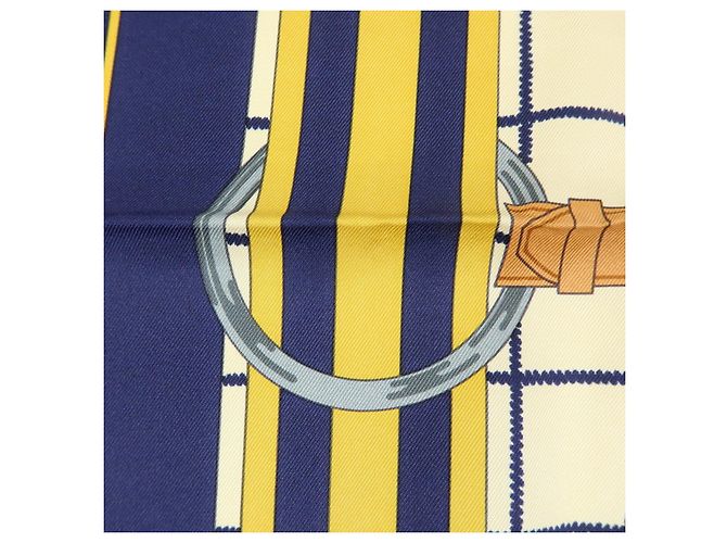 Hermès HERMES Carre 70 Seidentuch 100% Seide Tattersalles Navy Beige - Ansicht 11