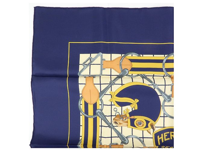 Hermès HERMES Carre 70 Seidentuch 100% Seide Tattersalles Navy Beige - Ansicht 3