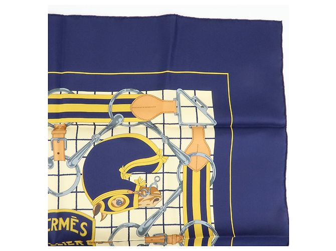 Hermès HERMES Carre 70 Seidentuch 100% Seide Tattersalles Navy Beige - Ansicht 4