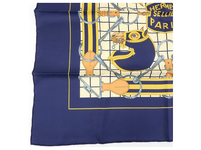 Hermès HERMES Carre 70 Seidentuch 100% Seide Tattersalles Navy Beige - Ansicht 5