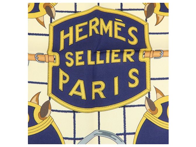 Hermès HERMES Carre 70 Seidentuch 100% Seide Tattersalles Navy Beige - Ansicht 7
