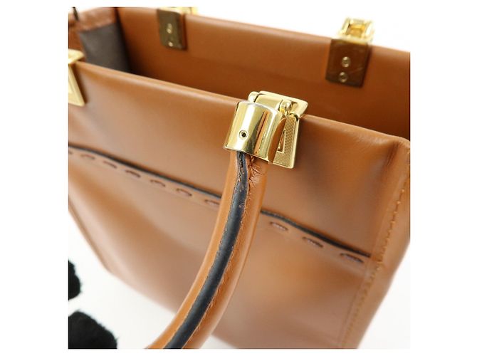 FENDI Borsa a mano 2Way Sunshine Shopper Small in pelle Marrone 8BS092 - vista 11