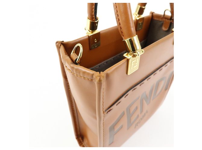 FENDI Borsa a mano 2Way Sunshine Shopper Small in pelle Marrone 8BS092 - vista 16