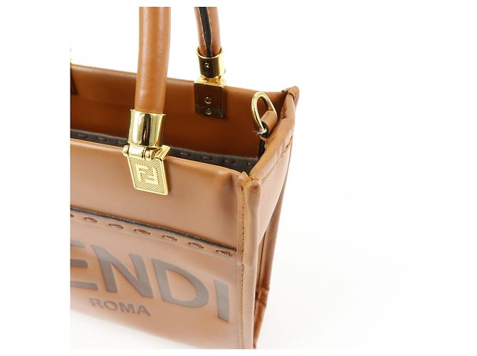 FENDI Borsa a mano 2Way Sunshine Shopper Small in pelle Marrone 8BS092 - vista 17