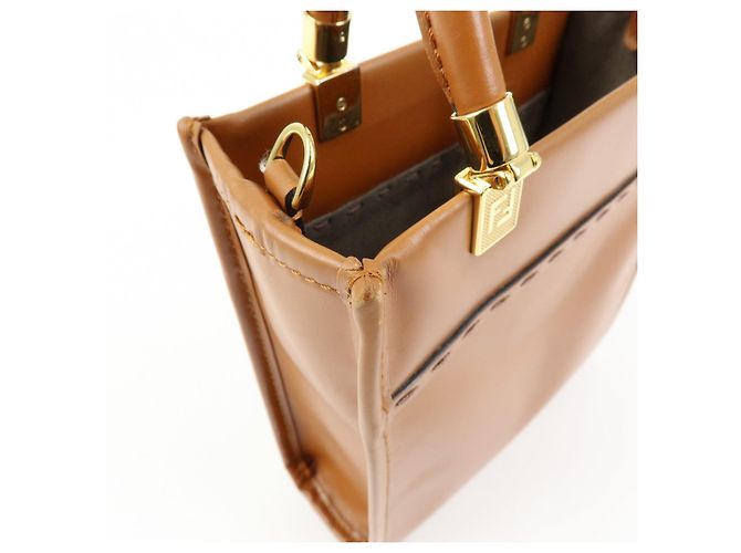 FENDI Borsa a mano 2Way Sunshine Shopper Small in pelle Marrone 8BS092 - vista 18