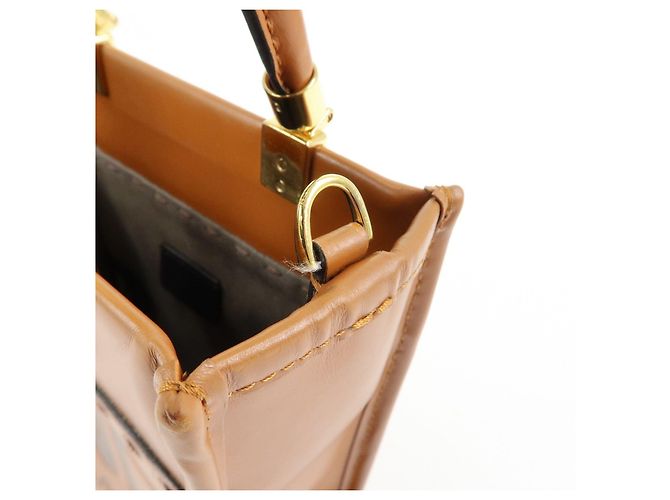 FENDI Borsa a mano 2Way Sunshine Shopper Small in pelle Marrone 8BS092 - vista 19
