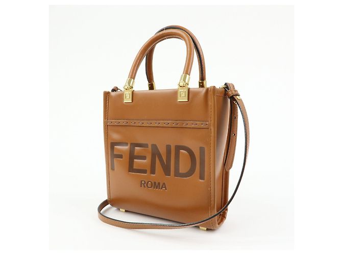 FENDI Borsa a mano 2Way Sunshine Shopper Small in pelle Marrone 8BS092 - vista 3