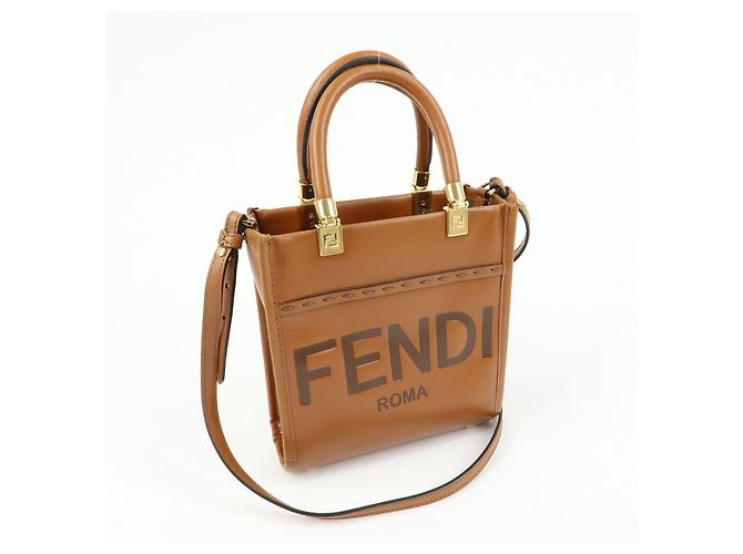 FENDI Borsa a mano 2Way Sunshine Shopper Small in pelle Marrone 8BS092 - vista 4