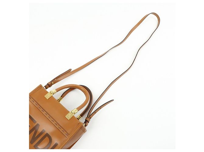 FENDI Borsa a mano 2Way Sunshine Shopper Small in pelle Marrone 8BS092 - vista 6