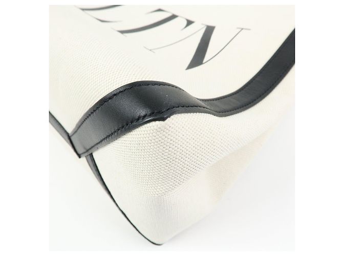 VALENTINO Rockstud Canvas Leather Tote Bag Natural Black - Ansicht 10