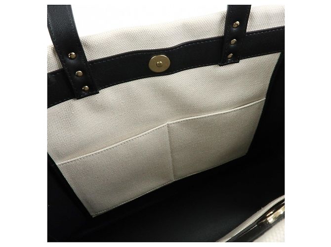 VALENTINO Rockstud Canvas Leather Tote Bag Natural Black - Ansicht 20
