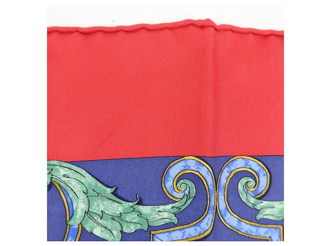 Hermès HERMES Carre 45 Seidentuch 100% Seide L’INSTRVCTION DV ROY Red Navy - Ansicht 14