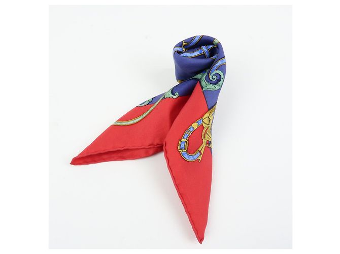 Hermès HERMES Carre 45 Seidentuch 100% Seide L’INSTRVCTION DV ROY Red Navy - Ansicht 18