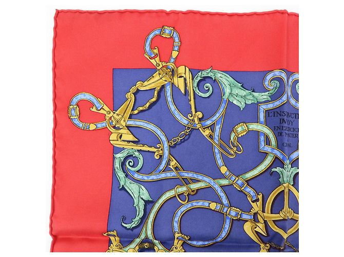 Hermès HERMES Carre 45 Seidentuch 100% Seide L’INSTRVCTION DV ROY Red Navy - Ansicht 3