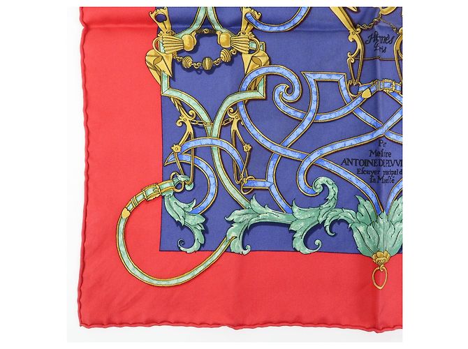 Hermès HERMES Carre 45 Seidentuch 100% Seide L’INSTRVCTION DV ROY Red Navy - Ansicht 5