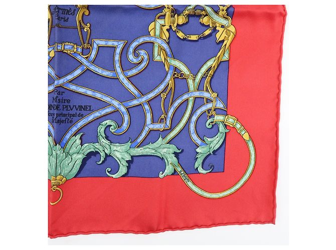 Hermès HERMES Carre 45 Seidentuch 100% Seide L’INSTRVCTION DV ROY Red Navy - Ansicht 6