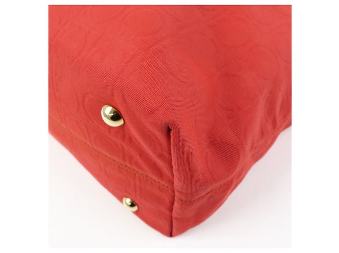 Salvatore Ferragamo Borsa a spalla Ferragamo Gancini Canvas Leather Tote OSAKA 2004 Red - vista 11