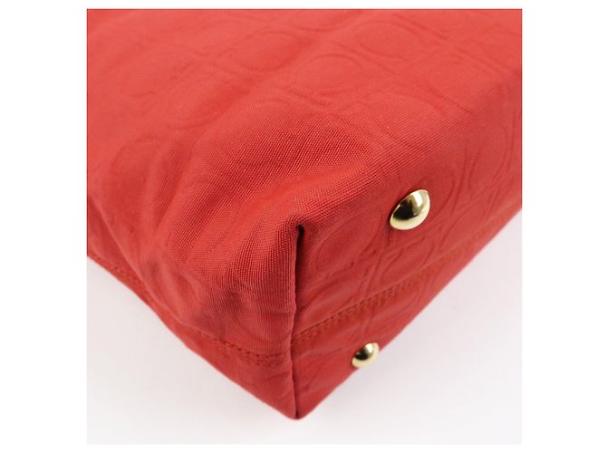 Salvatore Ferragamo Borsa a spalla Ferragamo Gancini Canvas Leather Tote OSAKA 2004 Red - vista 12