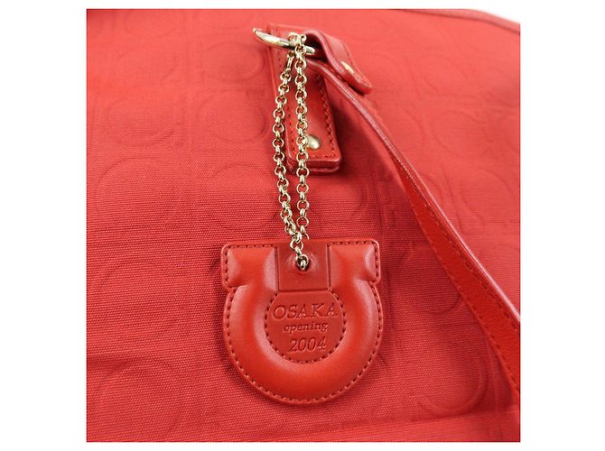 Salvatore Ferragamo Borsa a spalla Ferragamo Gancini Canvas Leather Tote OSAKA 2004 Red - vista 15