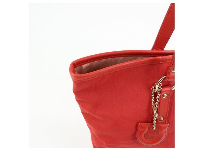 Salvatore Ferragamo Borsa a spalla Ferragamo Gancini Canvas Leather Tote OSAKA 2004 Red - vista 16