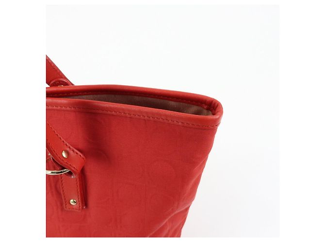 Salvatore Ferragamo Borsa a spalla Ferragamo Gancini Canvas Leather Tote OSAKA 2004 Red - vista 17