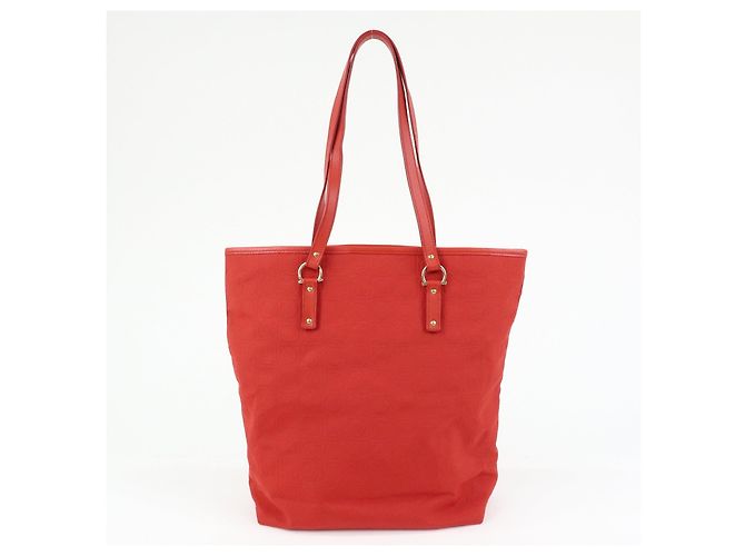 Salvatore Ferragamo Borsa a spalla Ferragamo Gancini Canvas Leather Tote OSAKA 2004 Red - vista 2