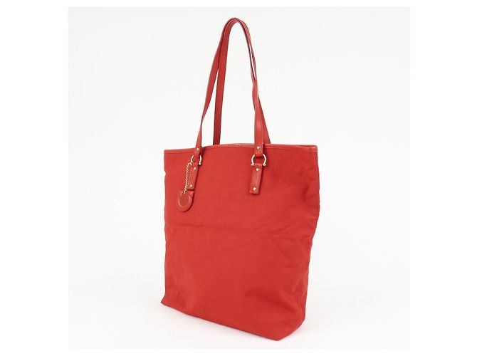 Salvatore Ferragamo Borsa a spalla Ferragamo Gancini Canvas Leather Tote OSAKA 2004 Red - vista 3