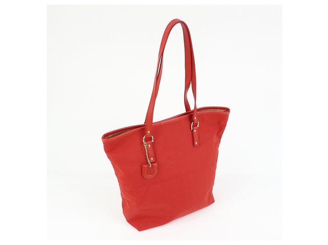 Salvatore Ferragamo Borsa a spalla Ferragamo Gancini Canvas Leather Tote OSAKA 2004 Red - vista 4
