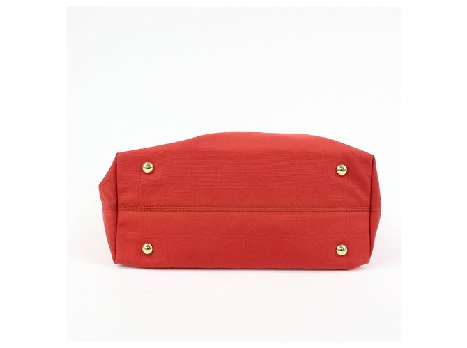Salvatore Ferragamo Borsa a spalla Ferragamo Gancini Canvas Leather Tote OSAKA 2004 Red - vista 5