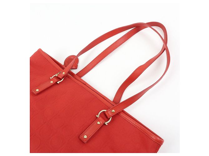 Salvatore Ferragamo Borsa a spalla Ferragamo Gancini Canvas Leather Tote OSAKA 2004 Red - vista 6