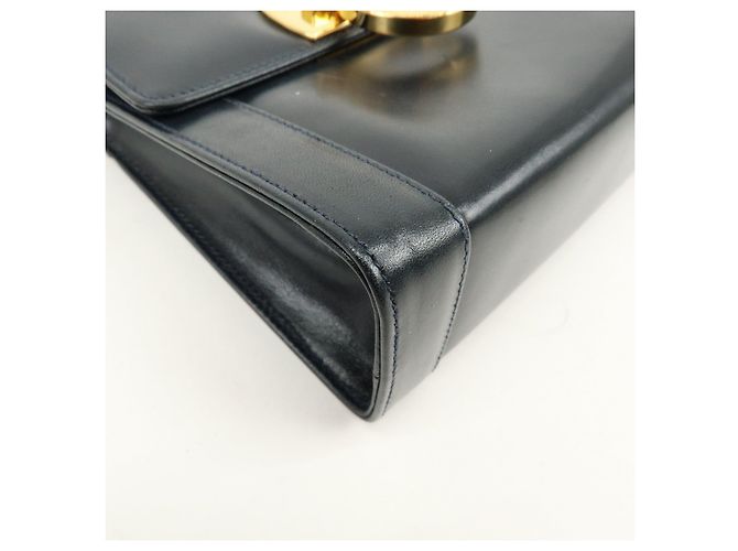 Salvatore Ferragamo Borsa a tracolla in pelle Ferragamo Gancini Navy - vista 10