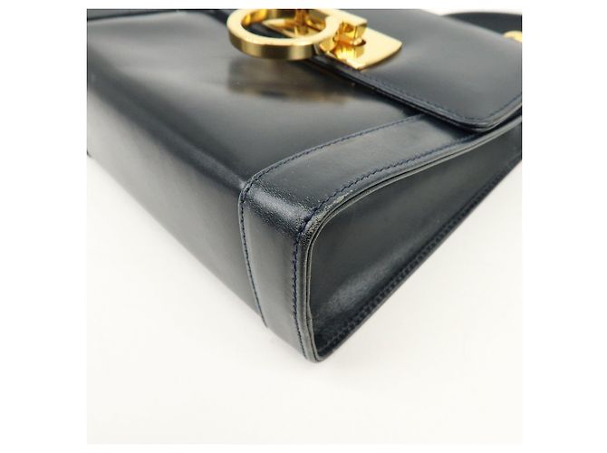 Salvatore Ferragamo Borsa a tracolla in pelle Ferragamo Gancini Navy - vista 11