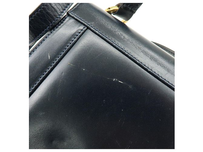 Salvatore Ferragamo Borsa a tracolla in pelle Ferragamo Gancini Navy - vista 19