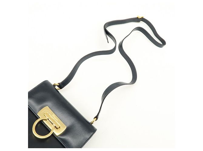 Salvatore Ferragamo Borsa a tracolla in pelle Ferragamo Gancini Navy - vista 6