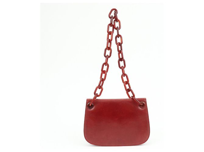 Borsa a tracolla e borsa a mano PRADA in pelle e plastica con catena Logo Rossa - vista 2
