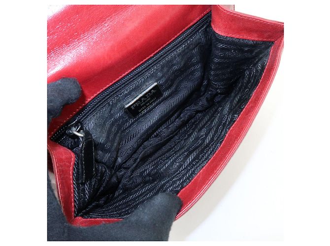 Borsa a tracolla e borsa a mano PRADA in pelle e plastica con catena Logo Rossa - vista 20