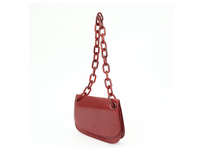 Borsa a tracolla e borsa a mano PRADA in pelle e plastica con catena Logo Rossa - vista 3